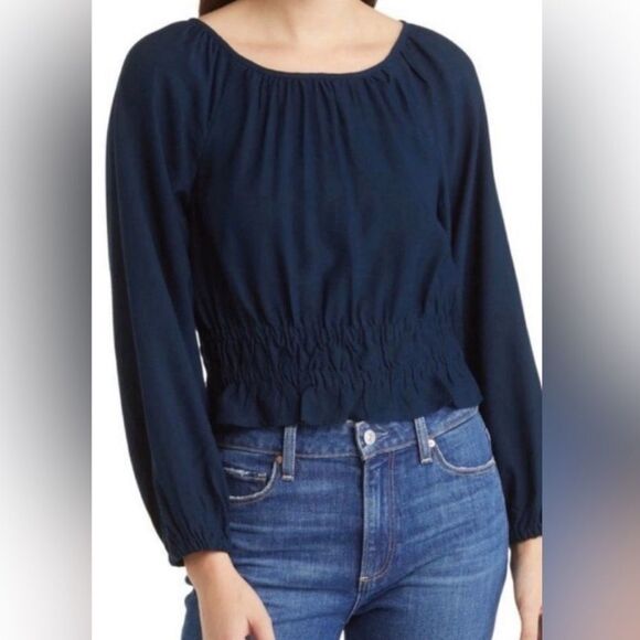 Madewell tie back cut out twill top in deep indigo women’s size‎ M - Picture 1 of 8